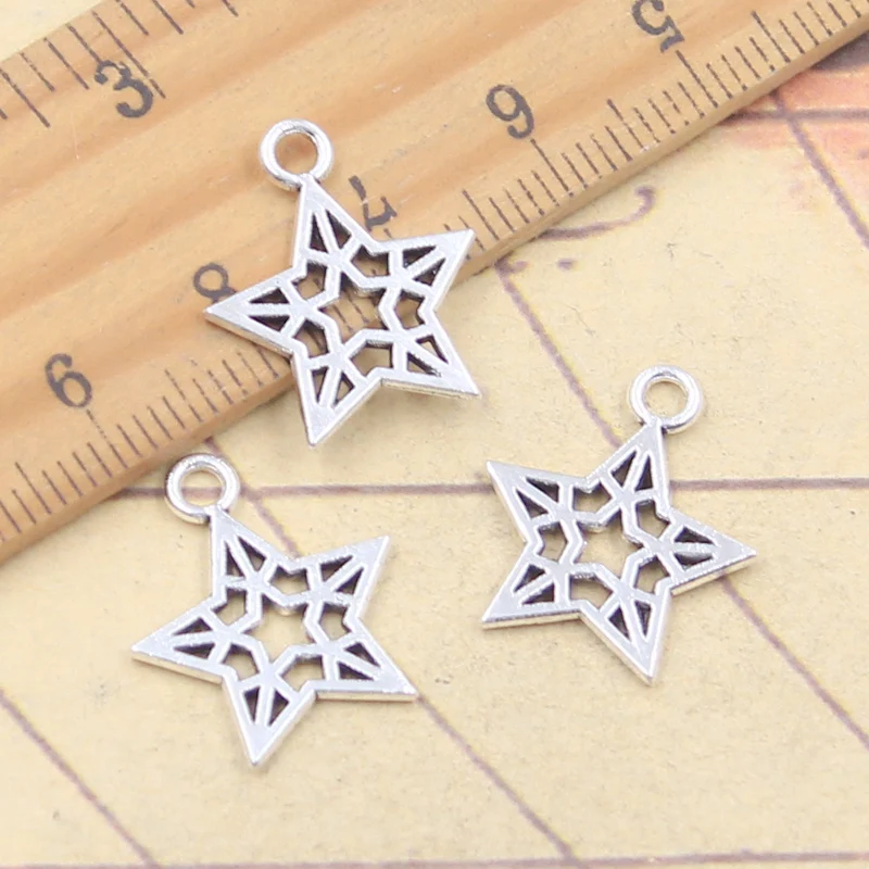30pcs Charms Star 19x16mm Tibetan Silver Color Pendants DIY Antique Finding Making Handmade Jewelry