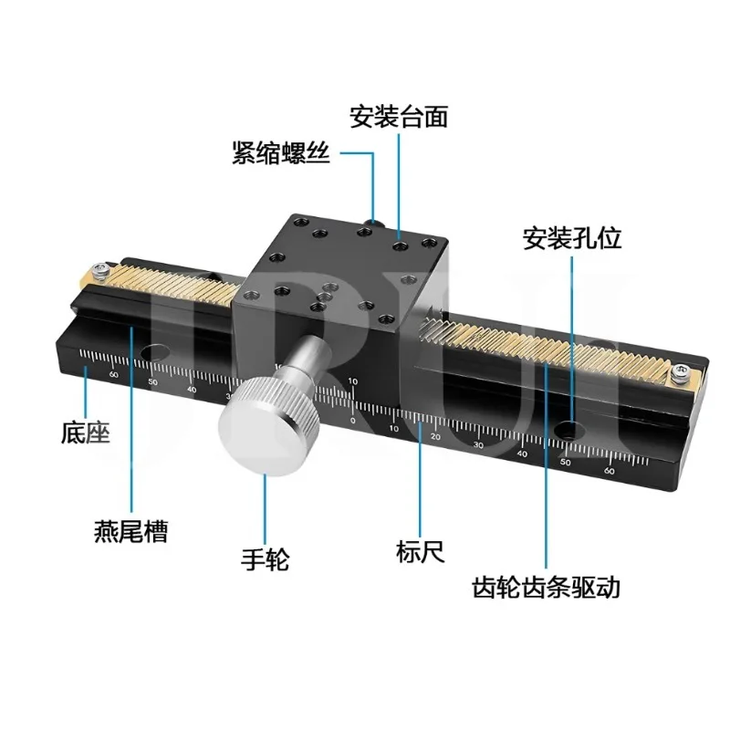 Rack and Pinion X-axis Long Stroke Slide Table Manual Precision Dovetail Groove LWX25/40/60 Precision Fine-tuning Frame Platform