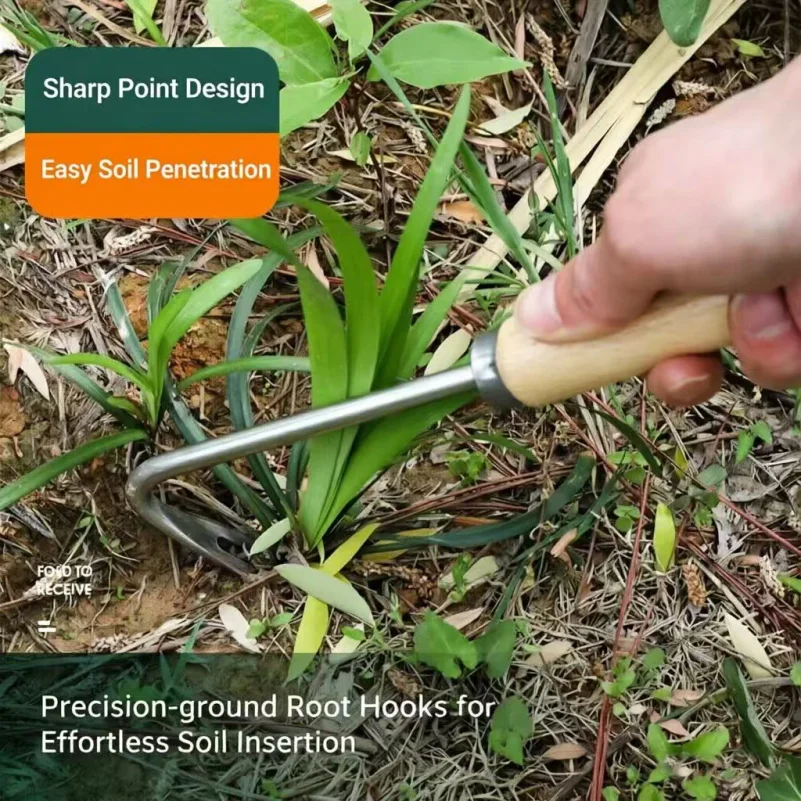 

Stainless Steel Weeding Tool, Soil Loosening and Root-Removing Grass Puller—Ideal for Weeding, Tilling, and Gardening