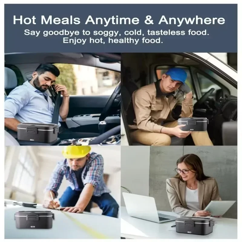 for Car Truck Office 1.8L Electric Lunch Box Water Free Heating Bento Box Portable Rice Cooker Thermostatic Heating Food Warmer