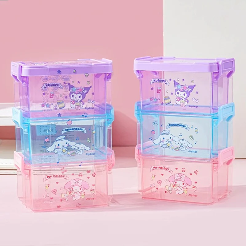 

Sanrio Kawaii Kuromi Desktop Three-layer Storage Box My Melody Cinnamoroll Anime Cartoon Multi-functional Small Organizing Box