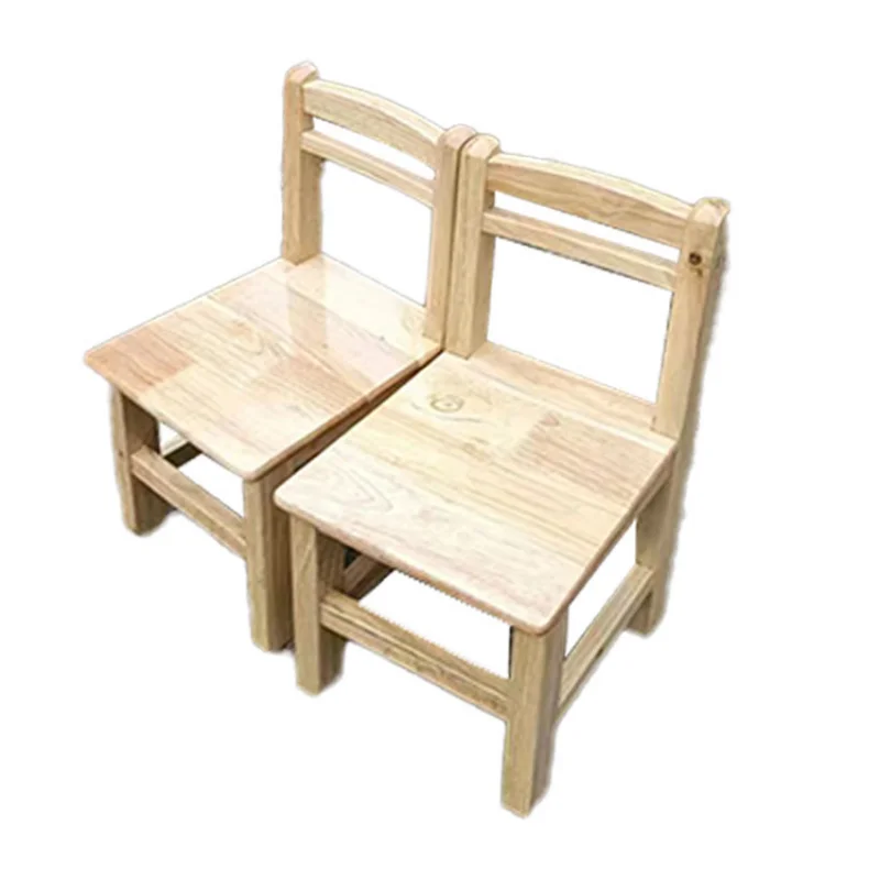 Children's camphor pine oak wooden smiling face chairs, kindergarten solid wood chairs, children's desks, chairs, wooden stools