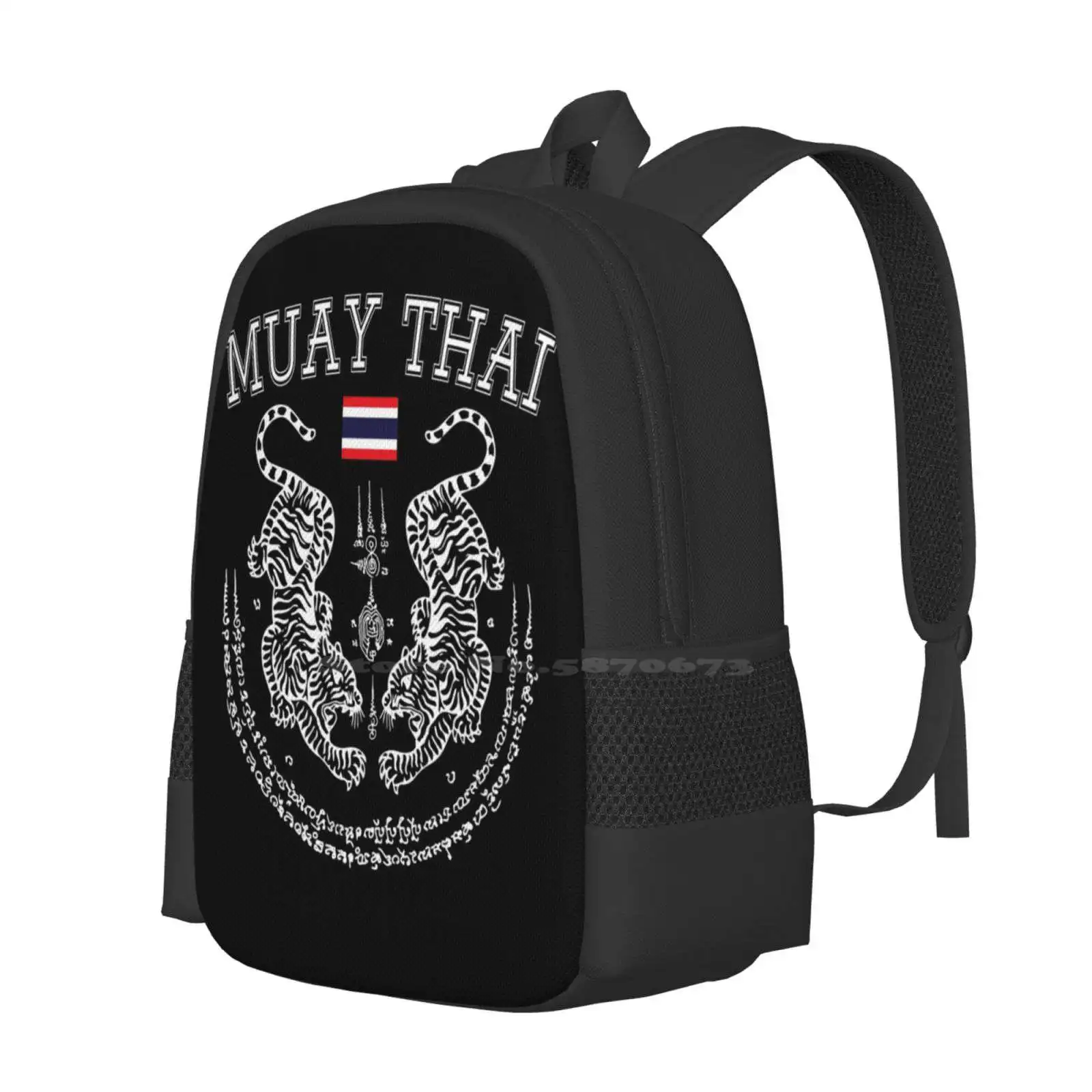 Muay Thai Men Kickboxing Men Women Kid-Toi Muay Thailand Teen College Student Backpack Pattern Design Bags Marital Art Thailand