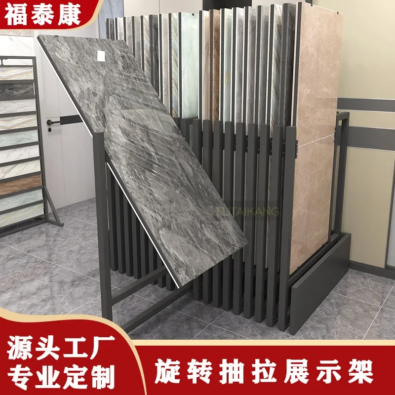 Tile wood floor simple display stand pull rotating slate swatch art paint board movable floor type