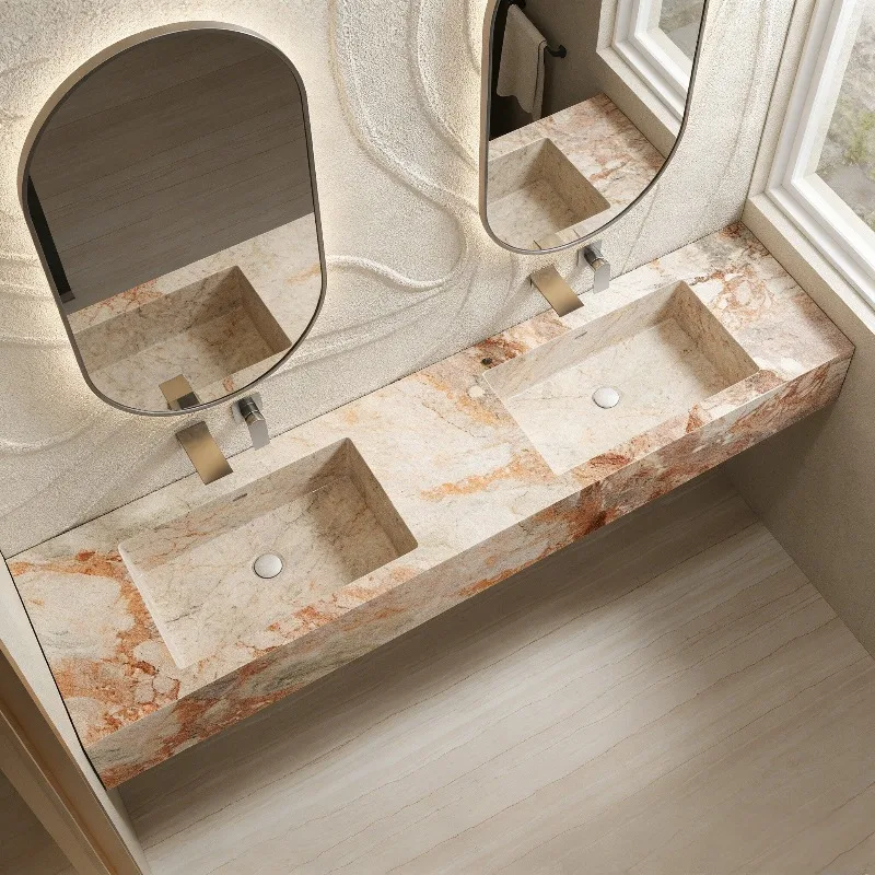 Slate ceramic seamless integrated basin bathroom cabinet toilet washstand washbasin
