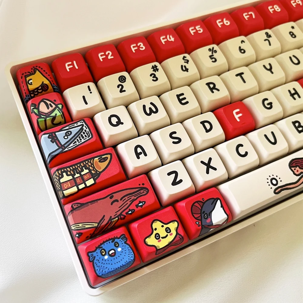 

Fengyi fish/Ocean Kingdom mechanical keyboard personalized creative keycap PBT five-sided KCA original XDA customization