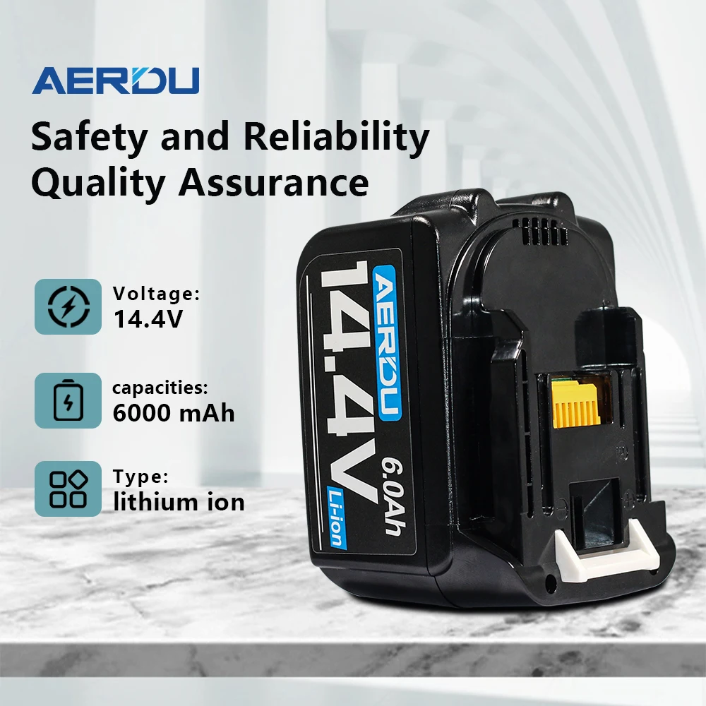 AERDU Für Makita 14,4 V 4/5 Ah 3 Ah-6 Ah Wiederaufladbare Elektrowerkzeuge 18650 Li-Ion Akku Für Makita 14,4 V BL1460 1415 BL1430 194066-1