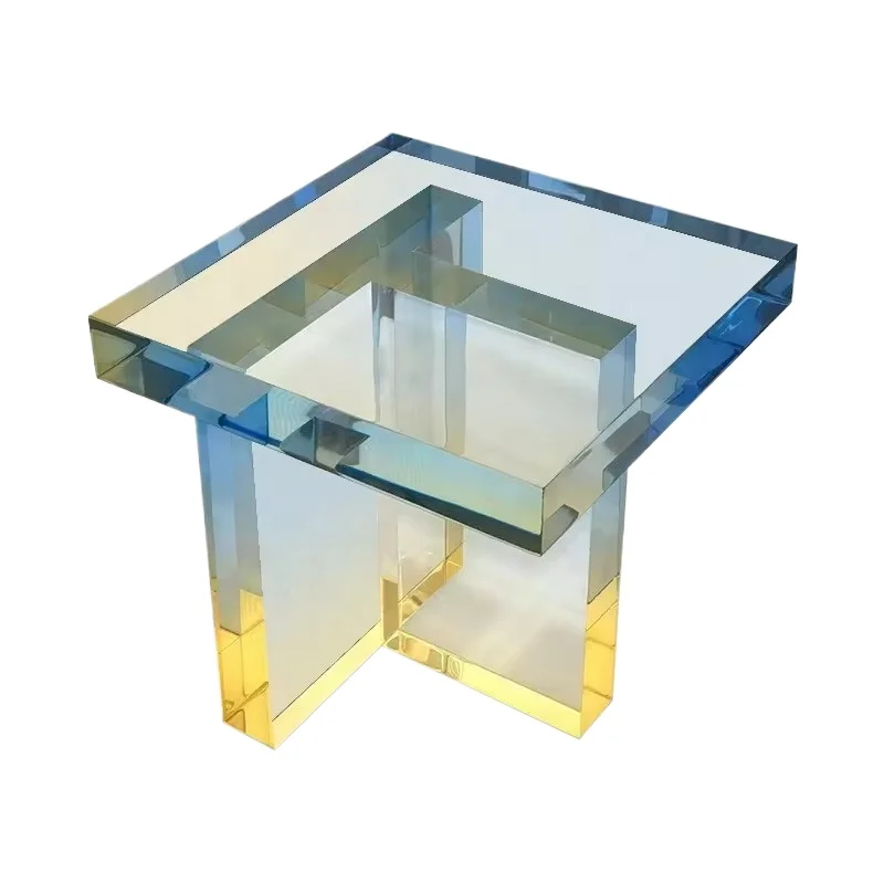 

Nordic Blue Gradient Coffee Table Modern Living Room Simple Square Side