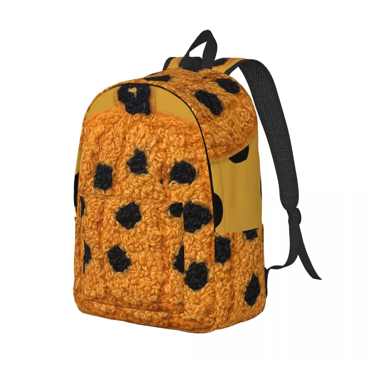 Spooky Print Student Backpack Center Pumpkin Dots Whimsical Cute Yellow Orange Black Edgy Daypack for School Work Weekend Outfit