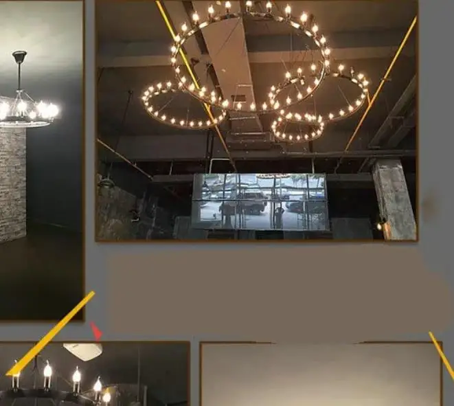 Retro Loft American Iron Pendant Lamp Vintage Industrial E14 LED Droplight Round Cafe Restaurant Bar Knight Candle Chandelier