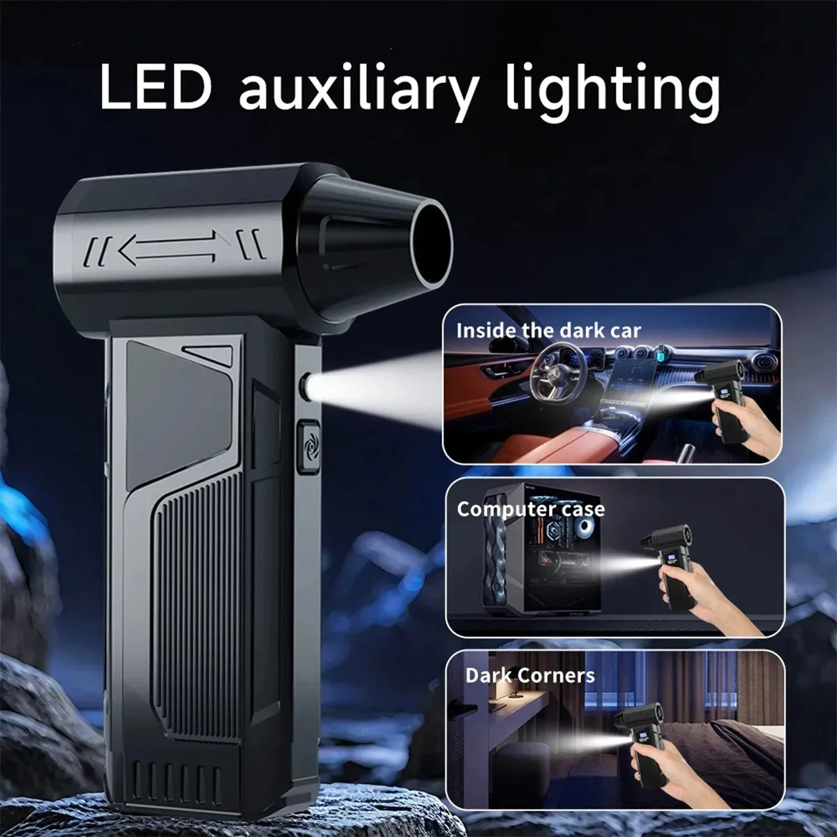 2025 New Wireless Jet Fan Brushless Motor Turbo Air Blower Car Cleaning Led Light Digital Display Portable Outdoor Use.