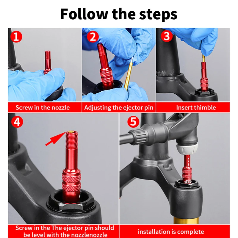 Liga de alumínio à prova de ferrugem Inflável Air Fork, AV Extension Conversion Nozzle, Adaptador de válvula de bicicleta, MTB Acessório