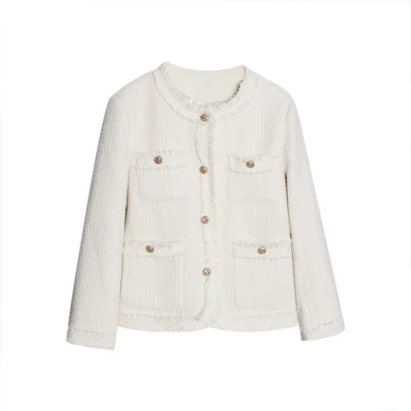 French Style Short White Jacket for Autumn and Winter Loose New Style Socialite Temperament High-end Top