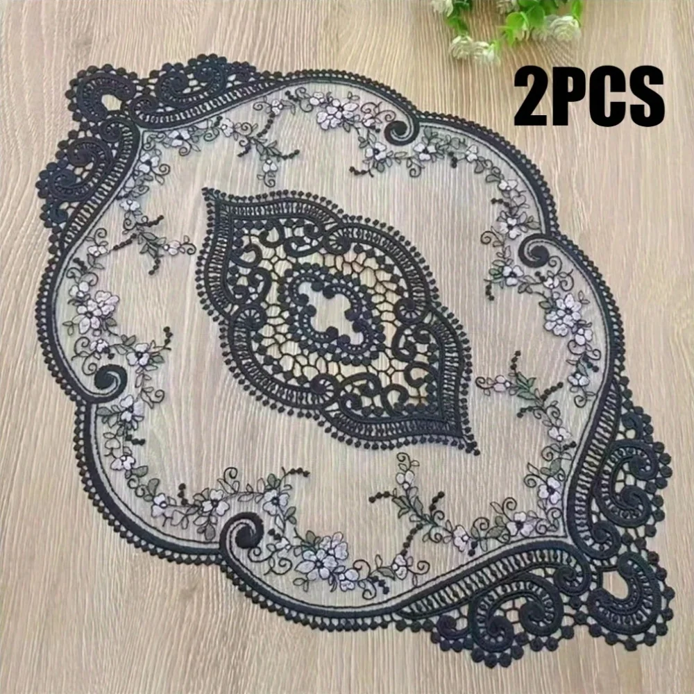 2 PCS 12x18-in Retro Lace Placemats, French Crochet Doilies, Handmade Embroidered Table Mats, Place Mats Cup Mat Placemats,