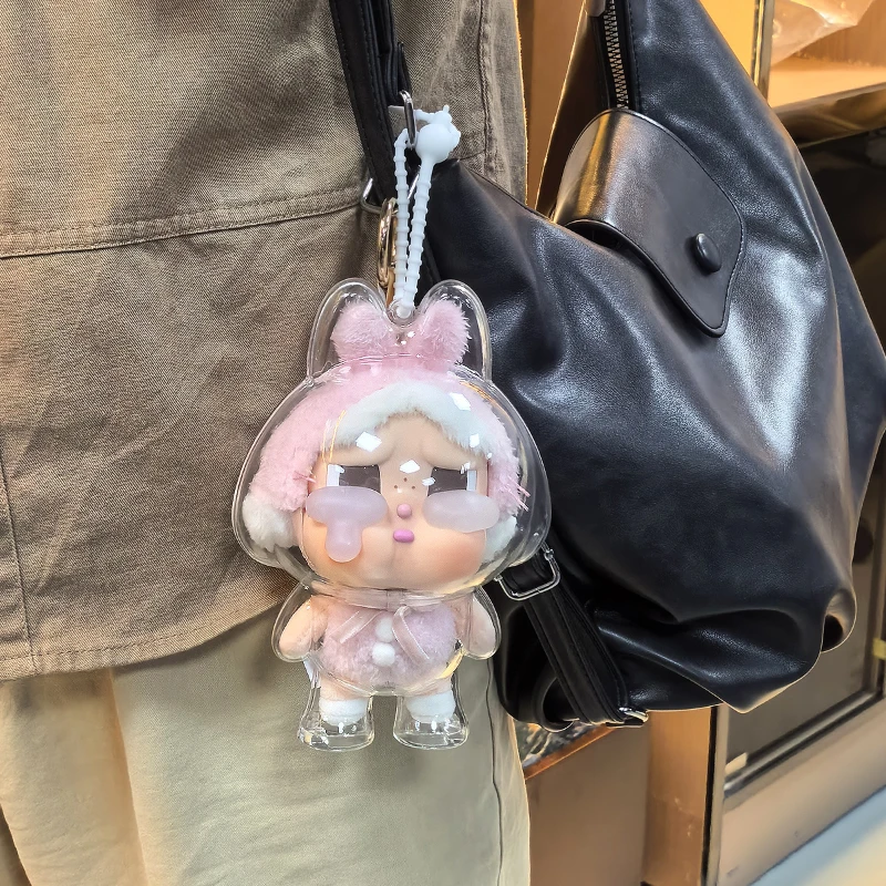 حافظة حماية Crybaby من سلسلة المسيل للدموع غطاء غبار صلب من الأكريليك الشفاف + حبل مضاد للسرقة