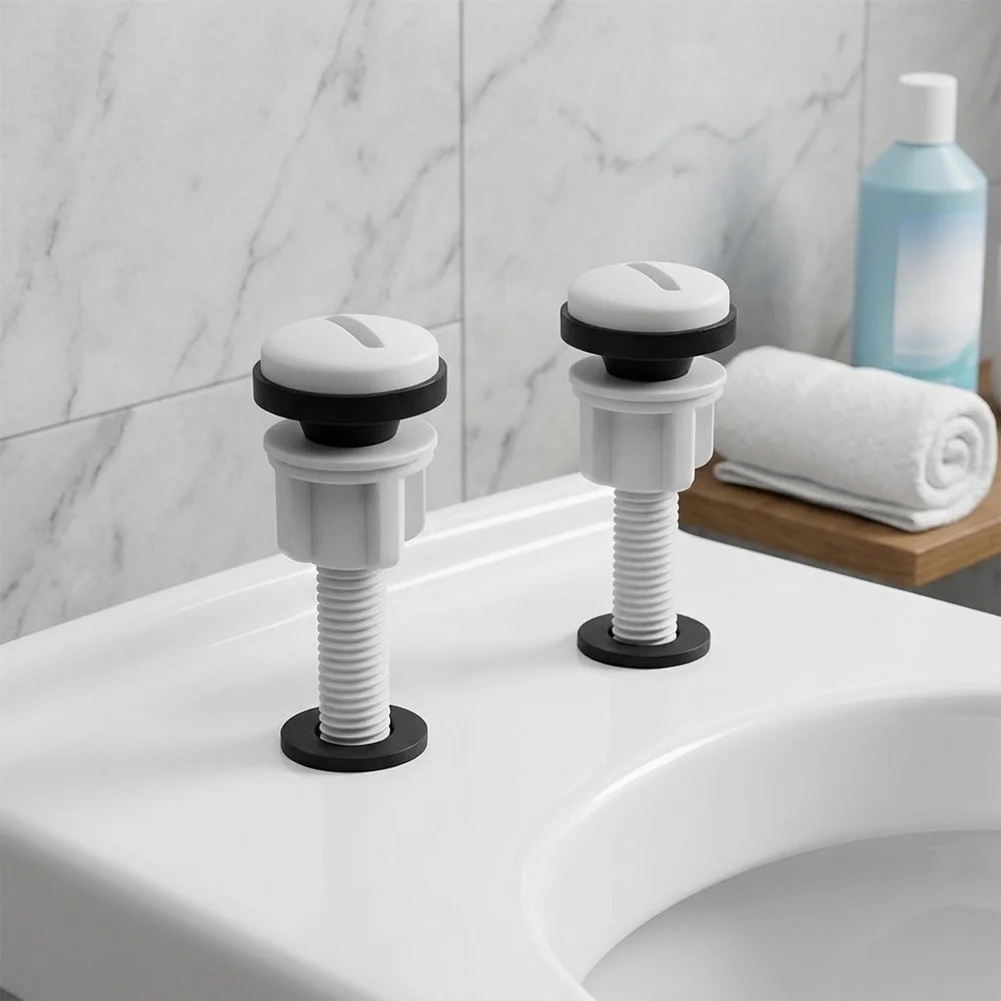 Plastic Toilet Seat Bolts 2 Pack with Washers and Nuts 80mm Bolt Length 10mm Thread Size for Standard Toilet Seats