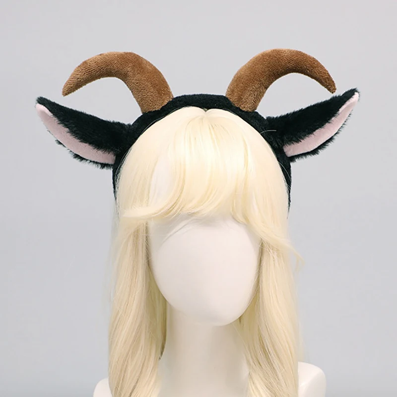 Corna Cosplay Costumi animali Puntelli Carino Lolita Peluche Corno lungo Agnello Fasce Orecchie di capra nere Copricapo di mucca Accessori per capelli