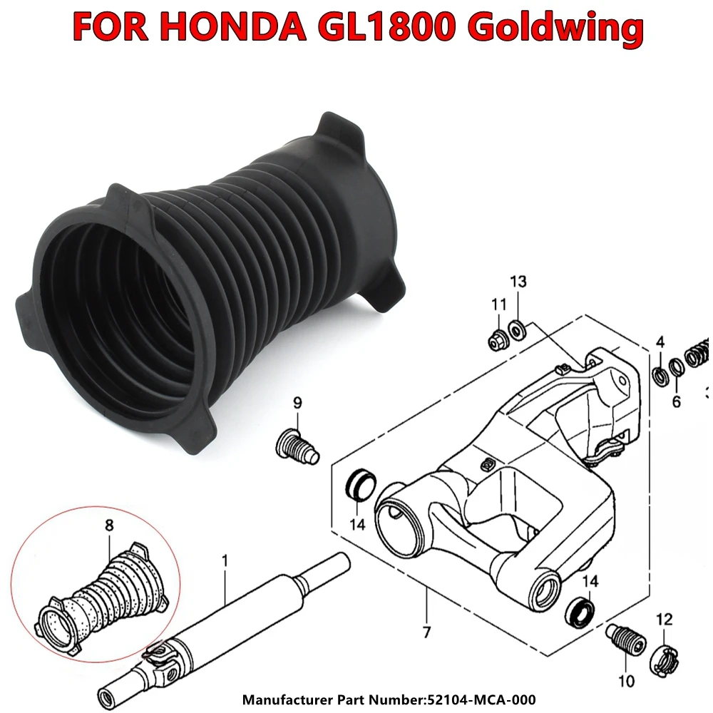 

For Honda Goldwing GL1800 2001-2017 Rear Swingarm Drive shaft Rubber Joint Boot Cover Guard 52104-MCA-000