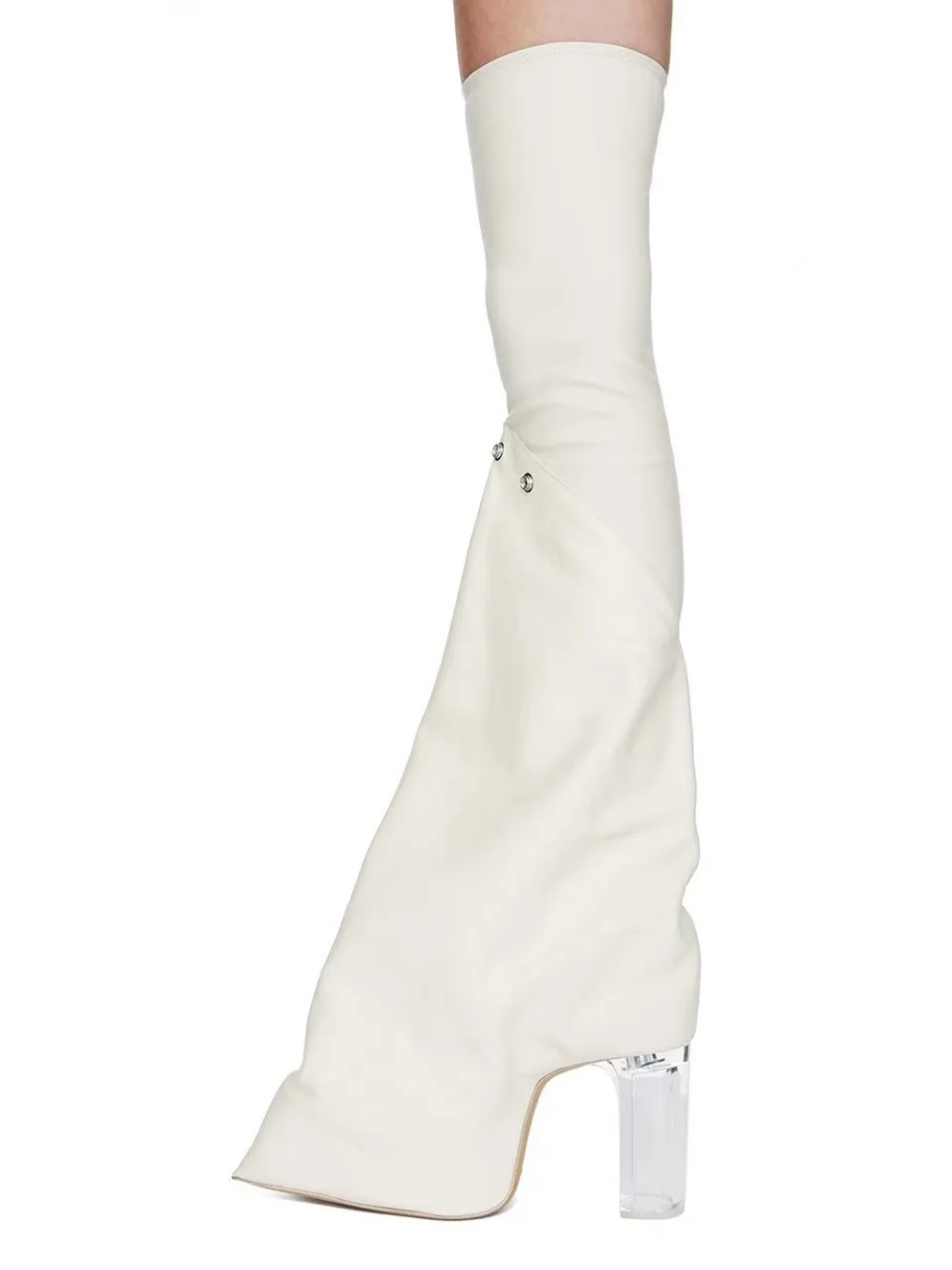 Fall/Winter New Women's Transparent Heel Over The Knee High Boots Removable Legs Runway Streetwear Pointed-Toe High Boots