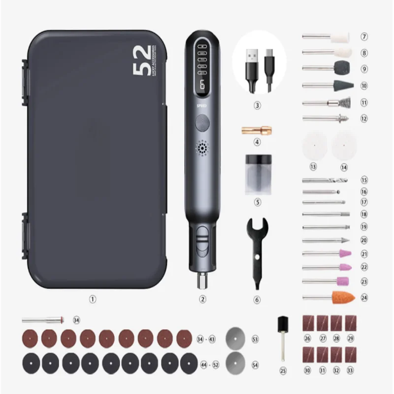 

8V USB Charging Lithium Battery Electrical Grinding Machine Set Wireless Handheld Stone Wood Carving Polishing Cutting Carver