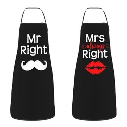 Mr Right And Mrs Always Right Apron for Women Men Unisex Bib Funny Couples Cooking Kitchen Tablier Cuisine Chef Baking