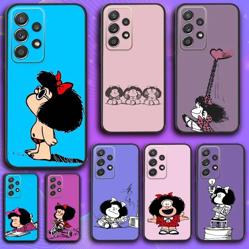 

Cute M-Mafaldas Phone Case For Samsung S 25,24,23,22,30,21,10,9,Ultra,Plus,Lite,FE,4,5 G Soft Black Case