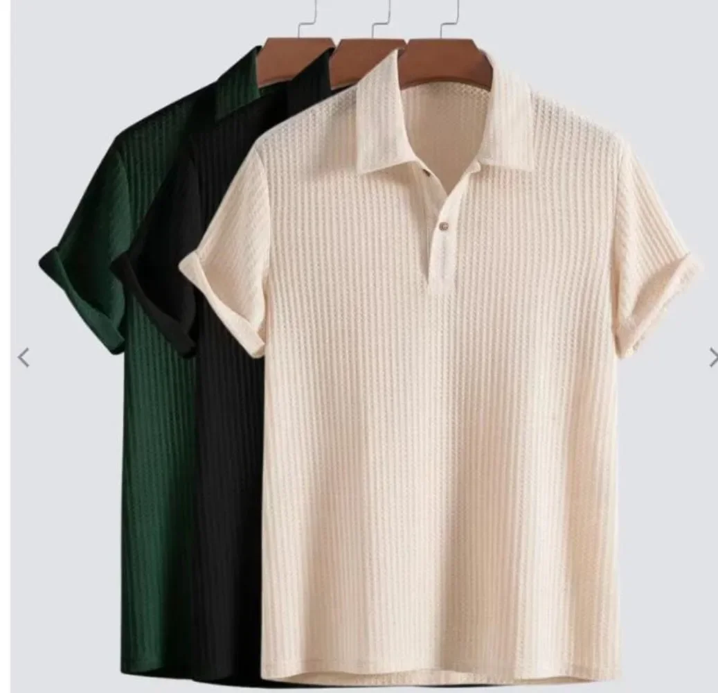 New Mens Shirts Casual Loose Short-sleeved Tops Summer Fashion Polo Shirts Large Size Male Clothing