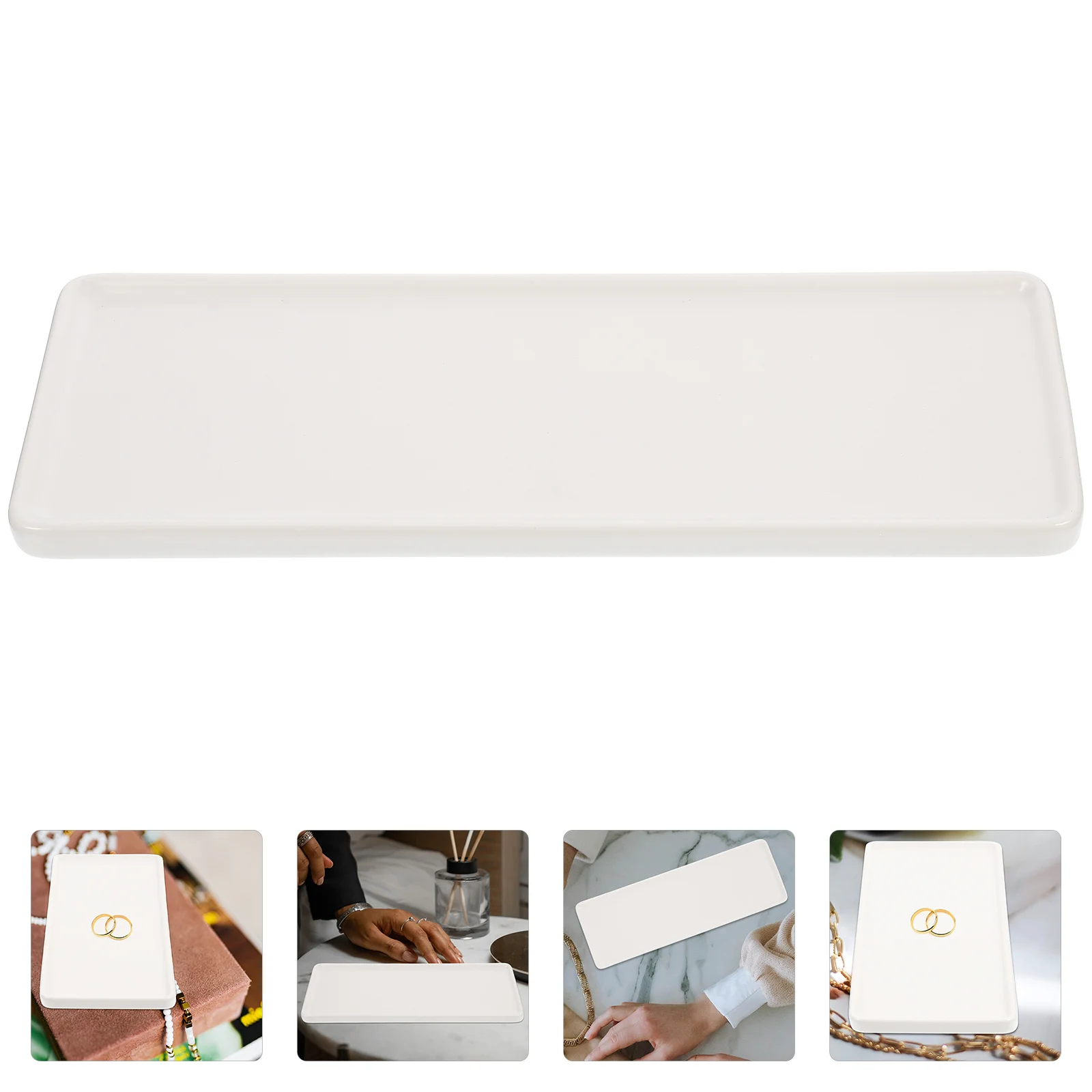

Perfume Tray Jewlery Dish Ceramic Trinket Organizing for Bathroom White Storage Jewelry Vanity