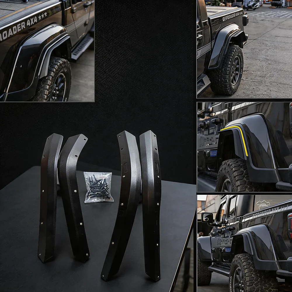 Widening ABS Origina Fender Front Rear Fenders Flares Extension ABS Black 4PCS For Jeep Wrangler Gladiator JT2020+ SXMA JT1012