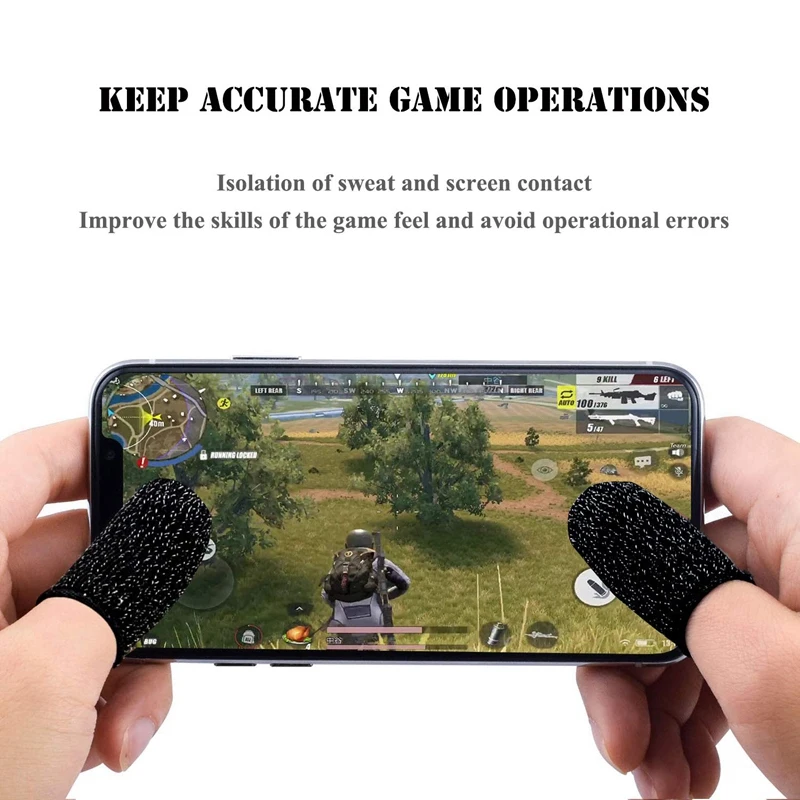 HFES 100 Buah Set Lengan Jari Pengendali Game Seluler Set Jari Layar Tekan Penuh Sejuk Dapat Digunakan Kembali Antikeringat untuk PUBG