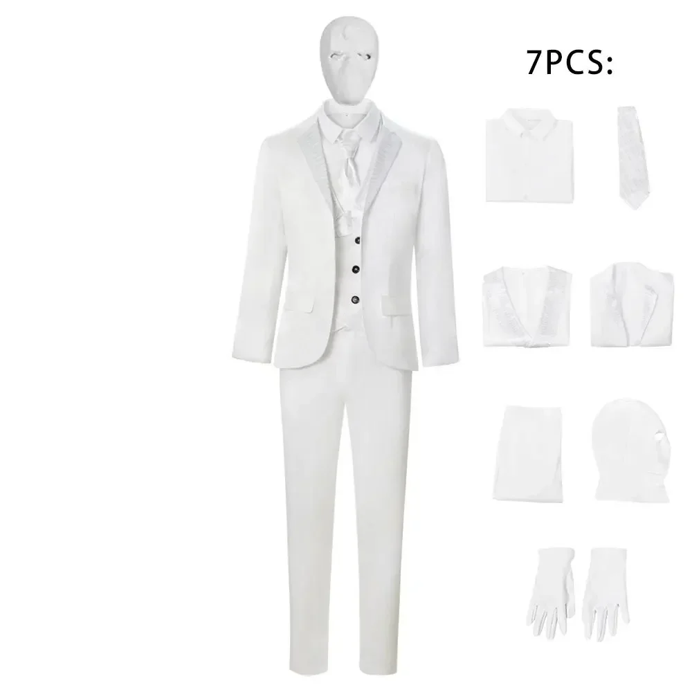 Película Mister Mr Moon Knight Marc Spector Khonshu Avatar disfraz de Cosplay Halloween traje de adulto traje de uniforme blanco de superhéroe