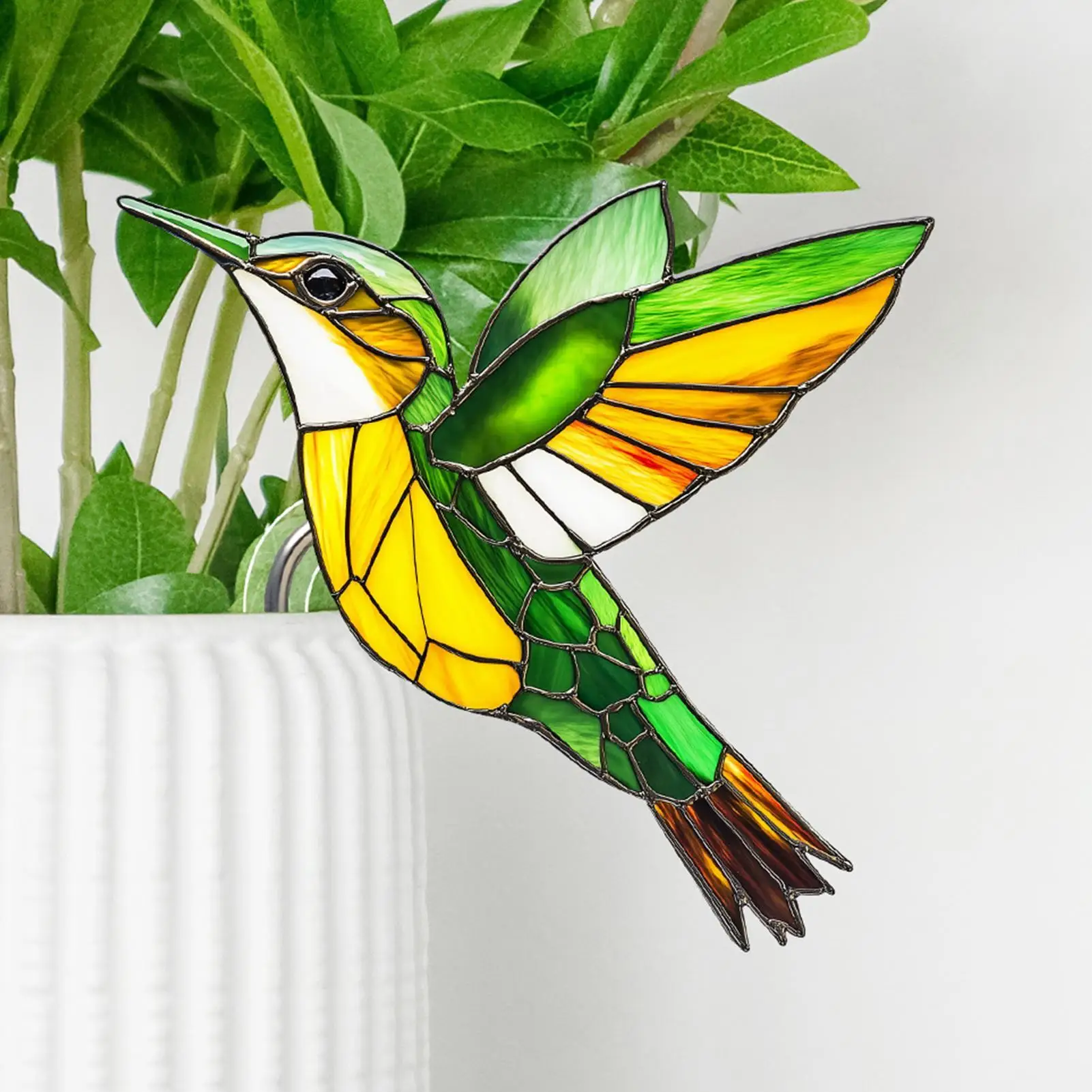 Yard Bird Stakes Decorative Yard Acrylic Bird Stake Stained Glass Effect Whimsical Ornament Weather-Proof For Outdoor Cactus