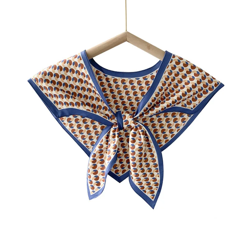 Poncho Summer Outdoor Decoration Cape Women's Triangle Simulation Silk Fake Collar Versatile Western Style Sunscreen Shawl P1