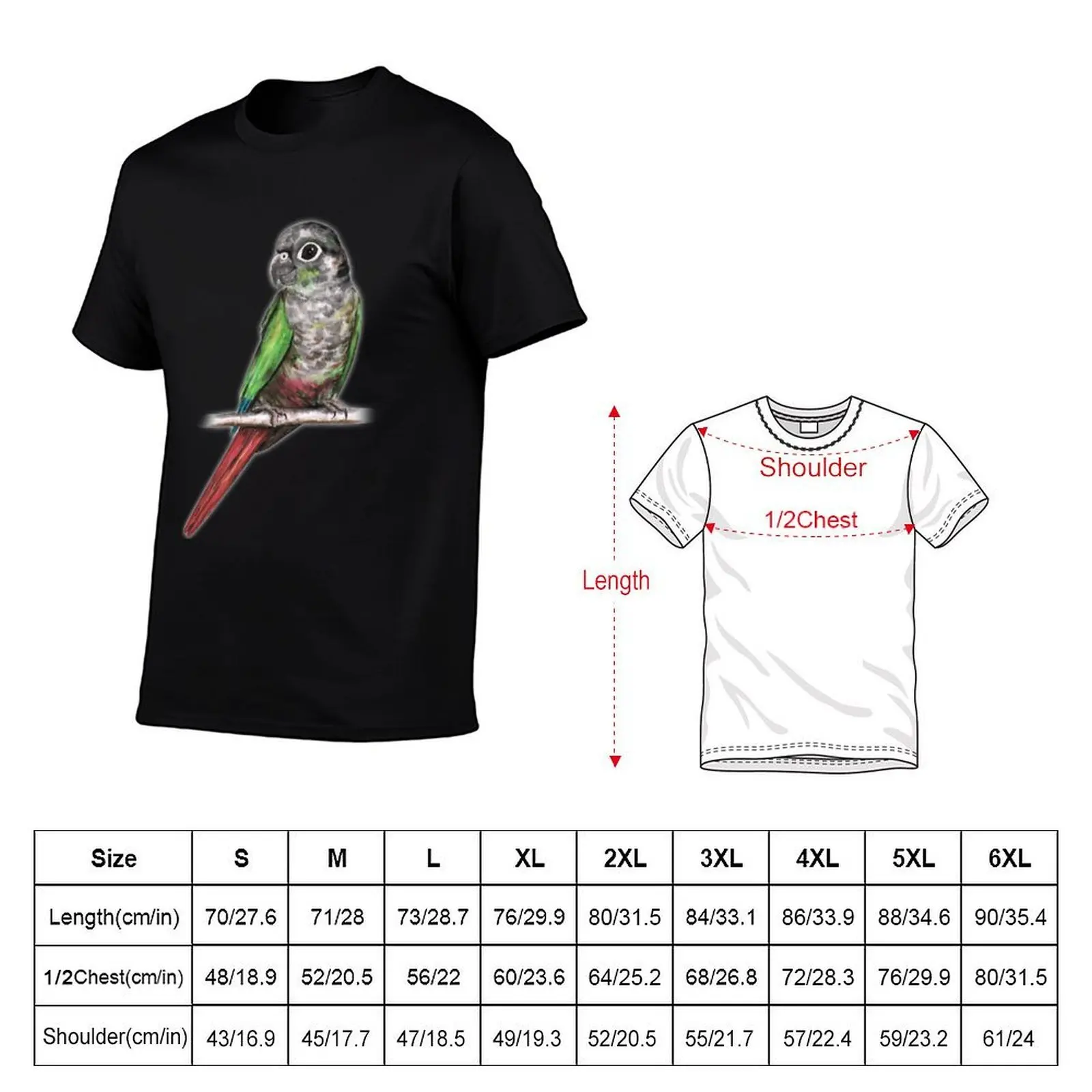 Green-cheeked conure T-Shirt plus size tops Aesthetic clothing mens t shirt graphic