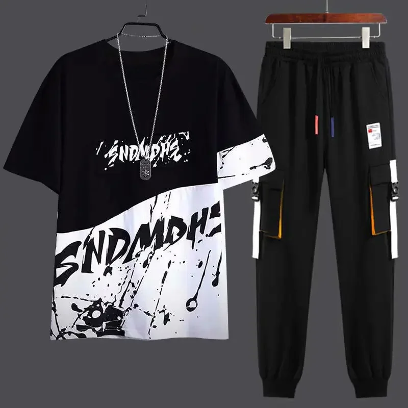 Pants Sets Print Sports Suits Jogging Clothes for Men Hoodie Tracksuit Alphabet Male T Shirt Sweatpants Top Basic Regular Fit S