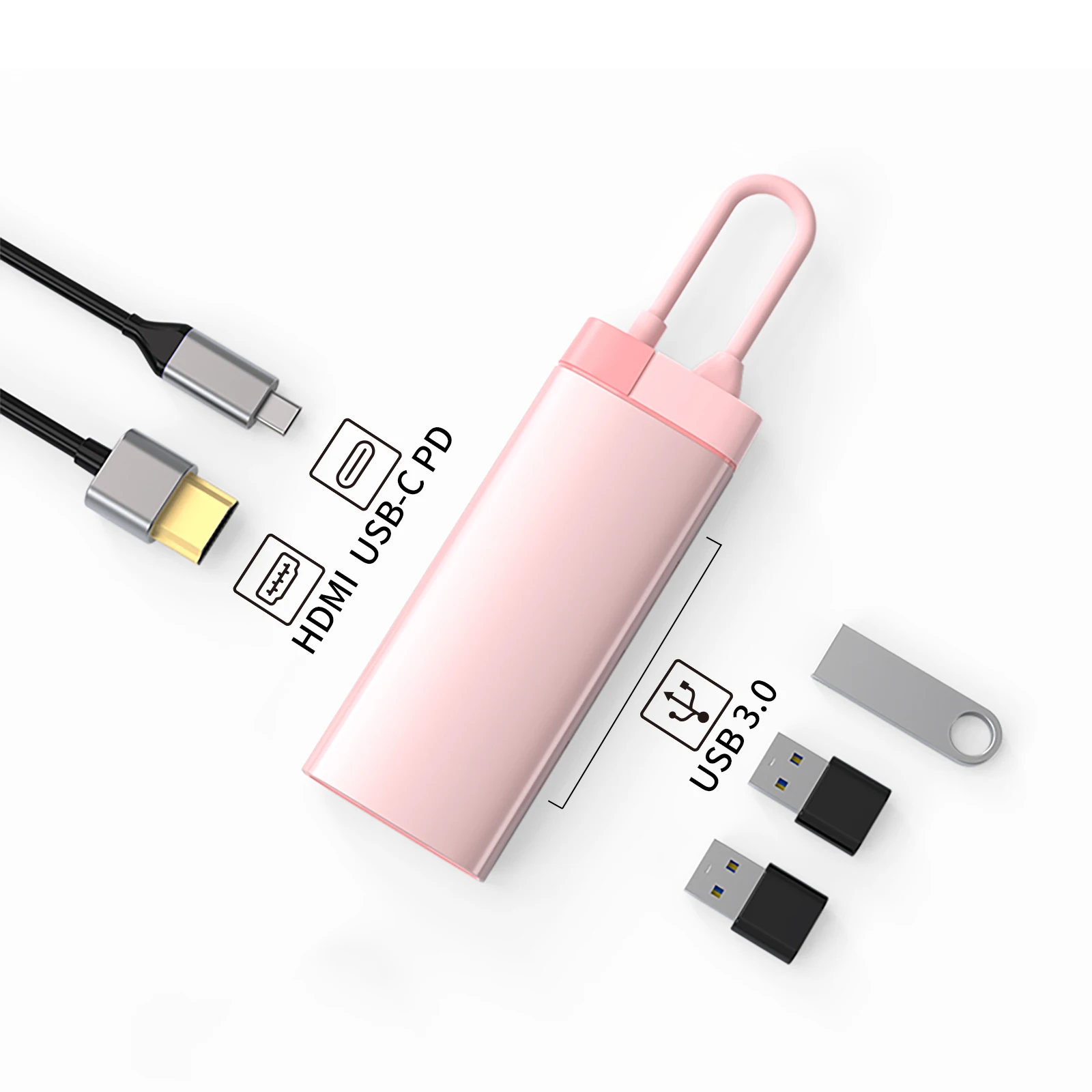 Концентратор USB c Type-C к HDMI-совместим PD+USB3.0*3 Концентратор типа c Для Macbook pro air M1 M2 Адаптер док-станции USB-концентратор