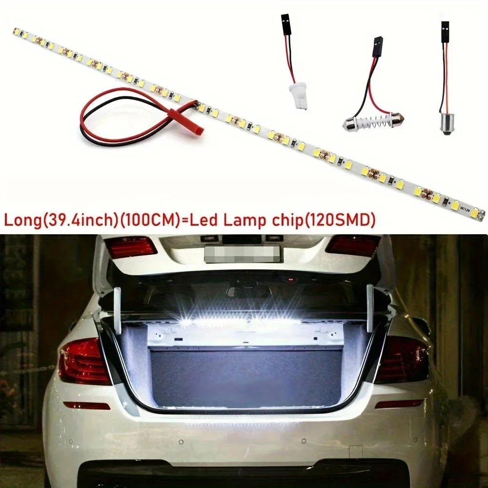 LED Strip Light Tape Festoon T10/BA9S LED for Car Trunk Cargo Area Luggage Compartment Interior Illumination White 6000K
