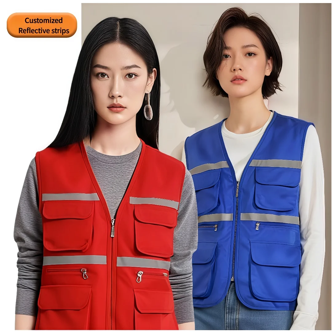 

2025 настраиваемый жилет с несколькими карманами, деловой костюм, жилет для волонтеров, путешествий, фотографии, реклама с печатью логотипа