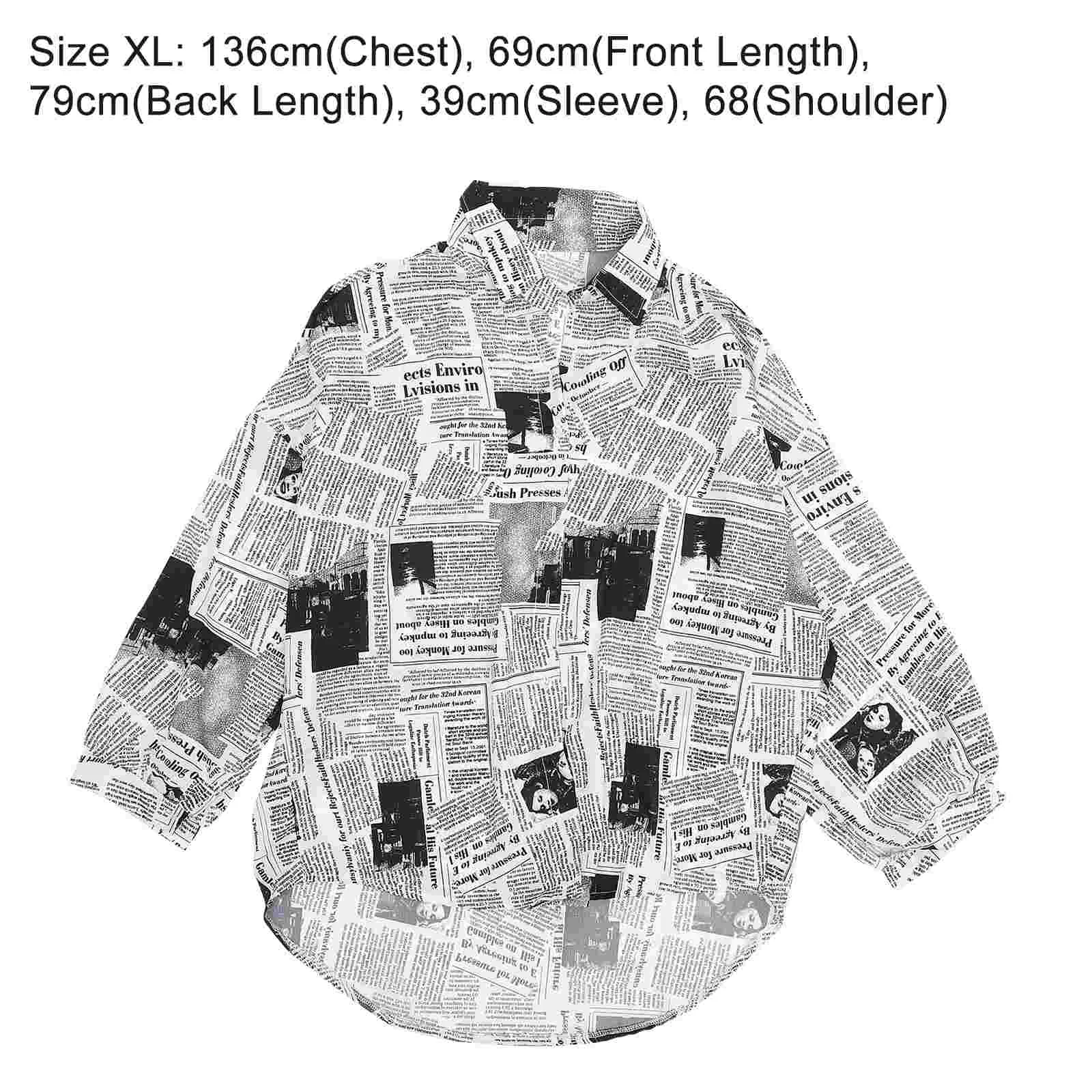 Newspaper Shirt Women for Long Sleeve Blouse Summer Dress Lapel Blouses Tops Beam Port