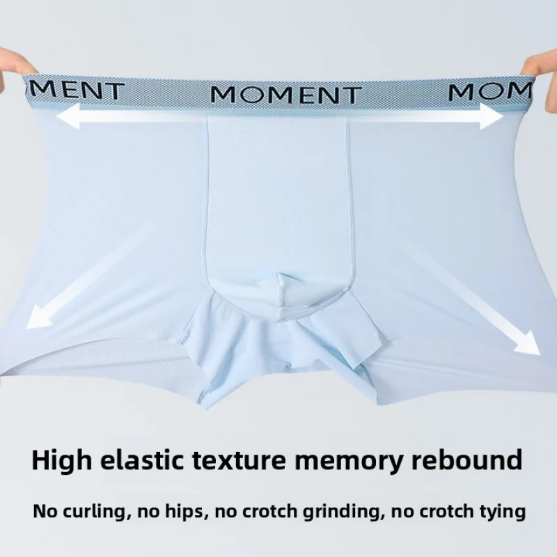 Cuecas Boxer de Seda Gelada Masculinas |   Roupa Íntima Ultra-Fina de Verão de Secagem Rápida com Forro Antibacteriano de Seda de Amoreira 10A