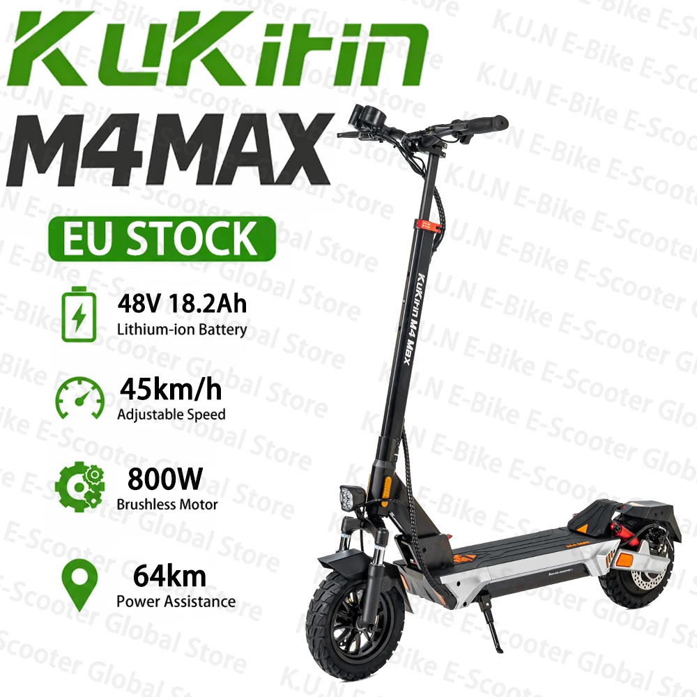 Monopattino Elettrico Pieghevole KuKirin M4 MAX Batteria 48V 18.2Ah Pneumatici Anteriori Fuoristrada da 10 Pollici Velocità 64km Autonomia