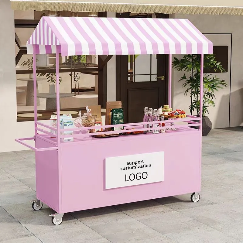 custom.Trendy Wrought Iron Flower Cart Mobile Outdoor Food Truck Night Markets Shopping Malls & Street Stalls Snack Fact