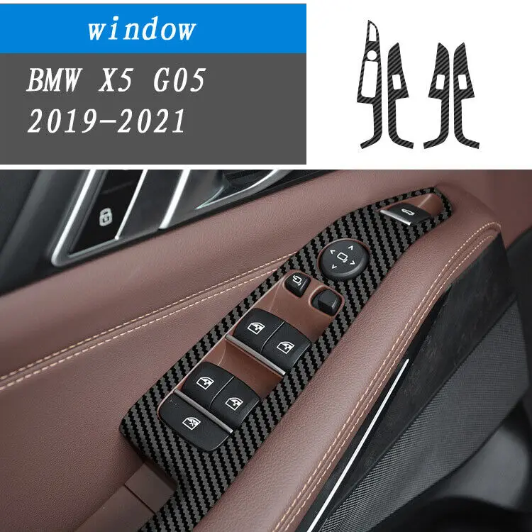 Calcomanías de fibra de carbono para BMW X5 G05, 2019-2021, 5D, Interior, embellecedor, bricolaje