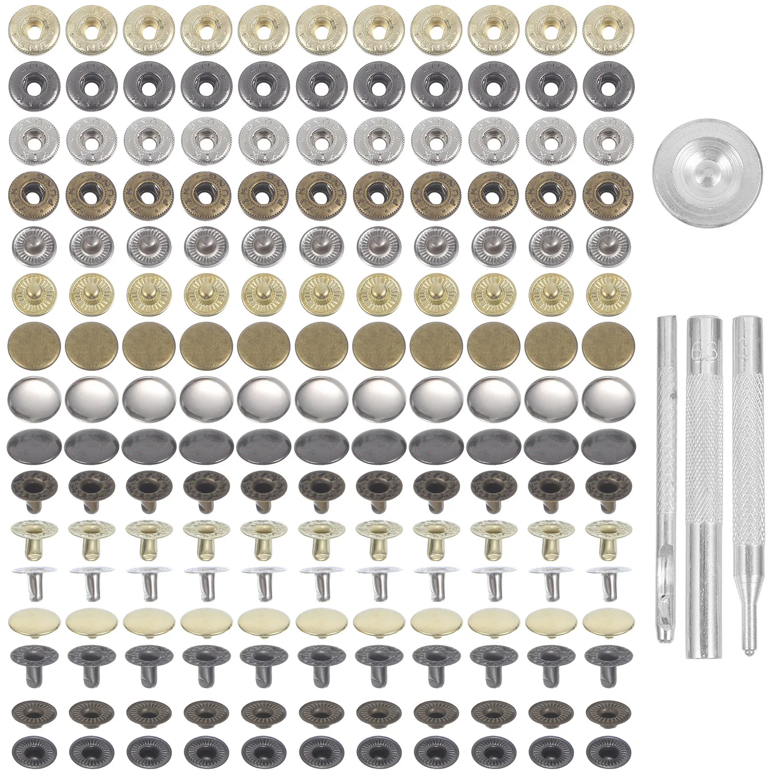 

1Set Heavy Duty Snap Fasteners Kit Classic Round Snap Buttons for Coats Shirts Jackets Bags DIY Fashion Accessory Craft