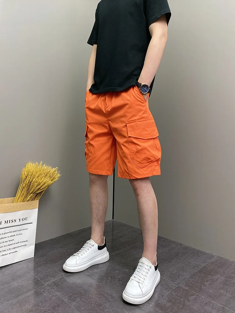 

Мужская летняя рабочая одежда orts Qui Dry, тонкие пятиточечные повседневные спортивные брюки в американском стиле, свободные брюки со средней талией и молнией