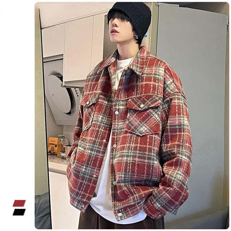 

American Spring and Autumn Men Jacket American Spring and Autumn Couple Loose Shirt Style Coats Simple Fashion Korean Version