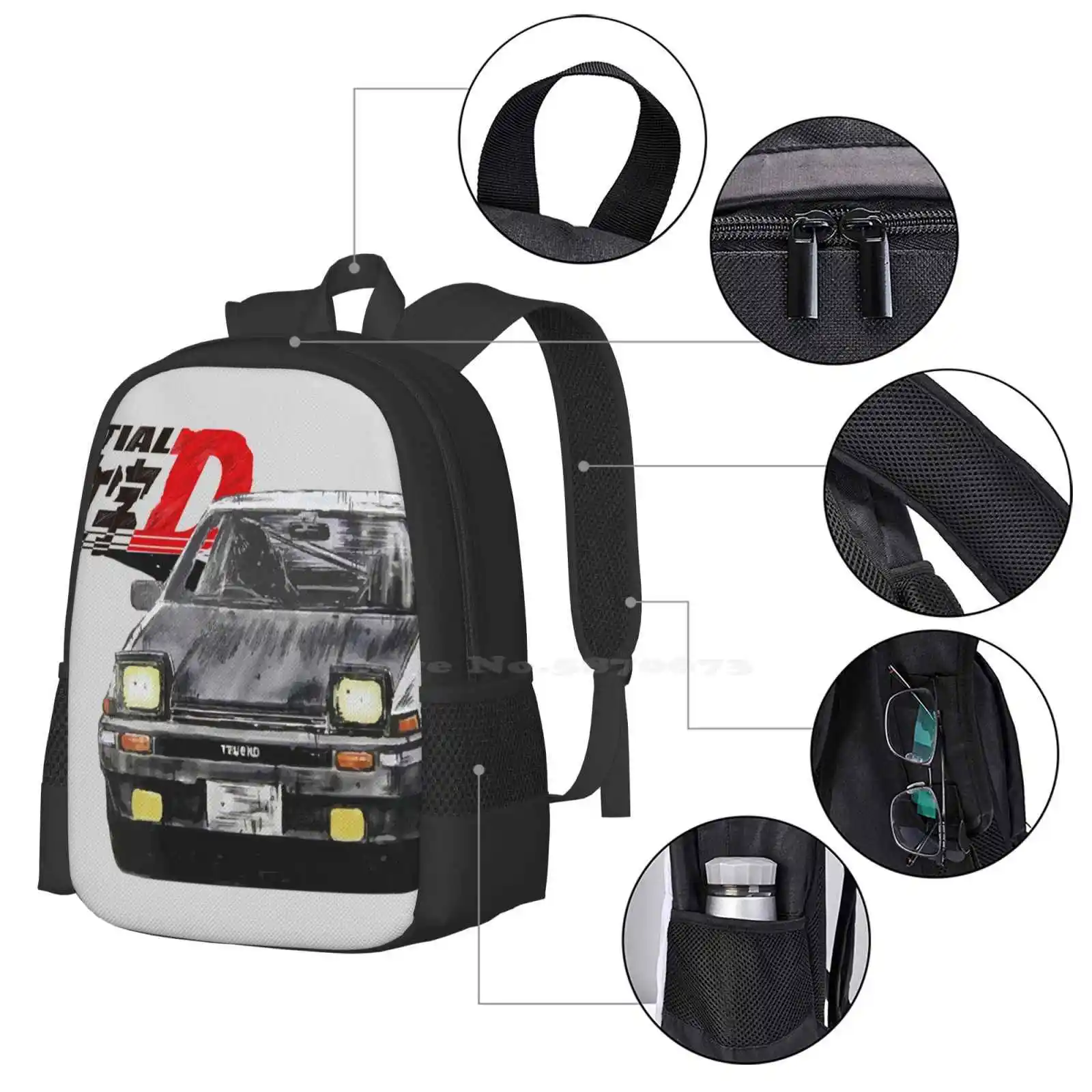 Intial-D Akina'S Pride School Bags For Teenage Girls Laptop Travel Bags Jdm Initial D Takumi Fujiwara Ae86 Trueno Race Car