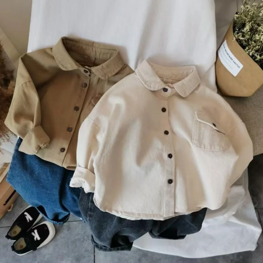 

2026 New Boys' Shirt Small and Medium Sized Loose Children's Summer Long sleeved Lightweight Trendy Coat
