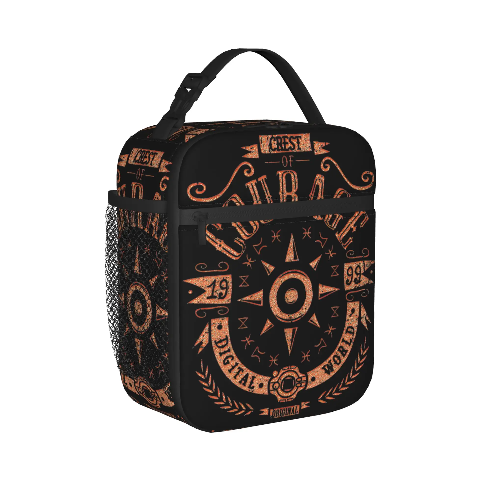 Crest Of Courage Greymon Taichi Digimon Adventure Insulated Lunch Bag Meal Container Cooler Bag Tote Lunch Box Beach Bento Pouch