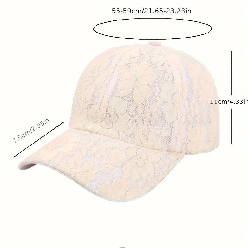 Women\'s Summer Cutout Breathable Baseball Cap Versatile Lace Flower Cap Sun Protective Hat Outdoor Sun Hat